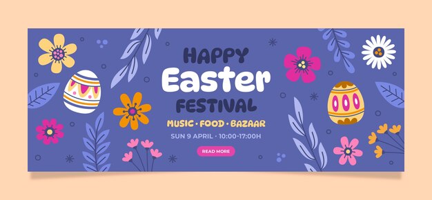 Flat social media cover template for easter holiday celebration