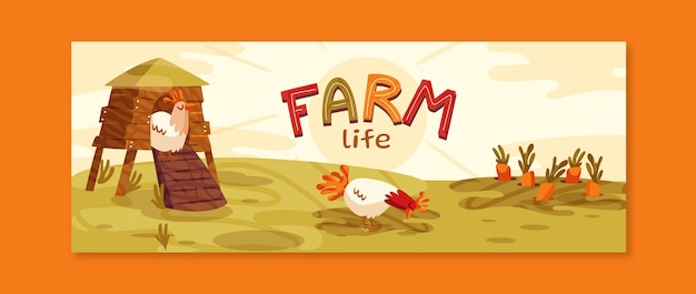 Free vector flat social media cover template for farming and cultivation