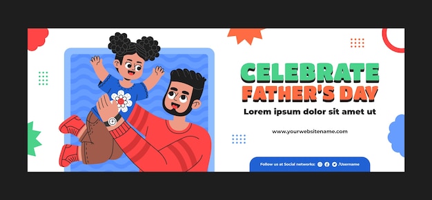 Flat social media cover template for father's day celebration