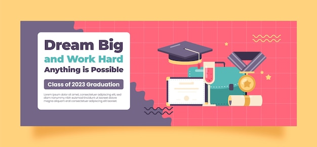 Free vector flat social media cover template for graduation celebration