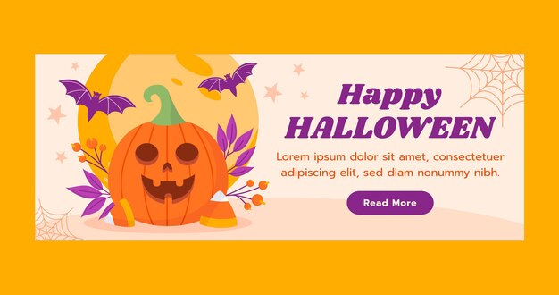 Плоский шаблон обложки для социальных сетей для празднования сезона хэллоуина