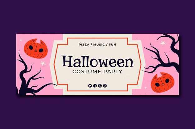 Flat social media cover template for halloween season