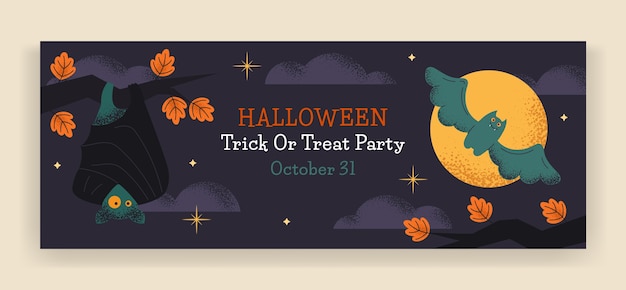 Free vector flat social media cover template for halloween season