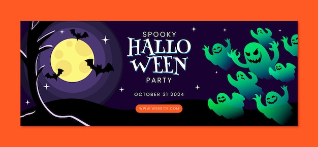 Flat social media cover template for halloween season