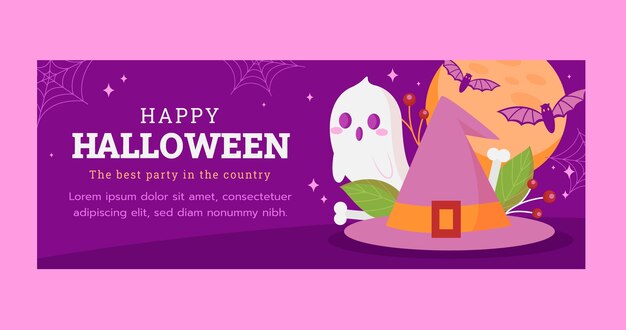 Flat social media cover template for halloween season
