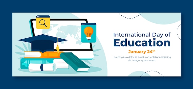 Flat social media cover template for international day of education