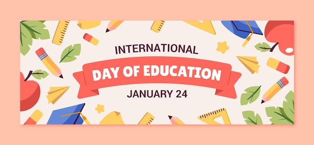 Flat social media cover template for international day of education