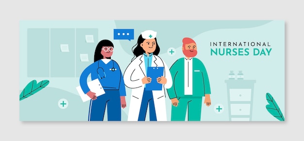 Flat social media cover template for international nurses day celebration