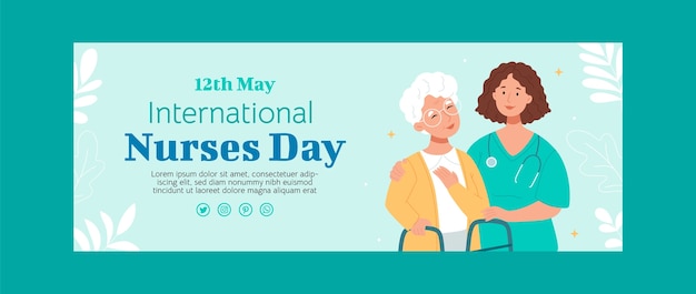 Flat social media cover template for international nurses day celebration