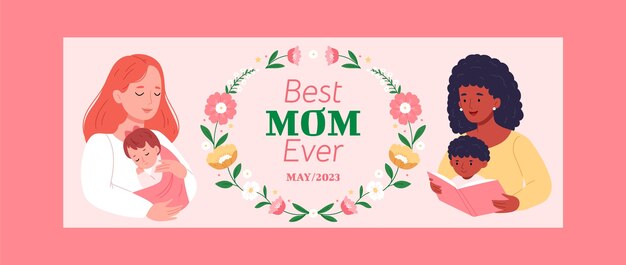 flat social media cover template for mother's day celebration