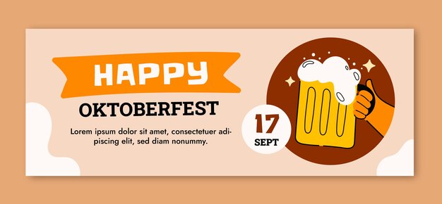 Flat social media cover template for oktoberfest celebration