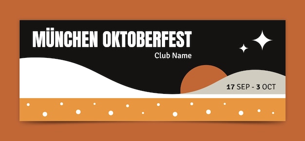 Плоский шаблон обложки в социальных сетях для фестиваля октоберфест