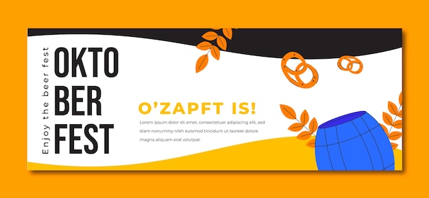 Free vector flat social media cover template for oktoberfest festival