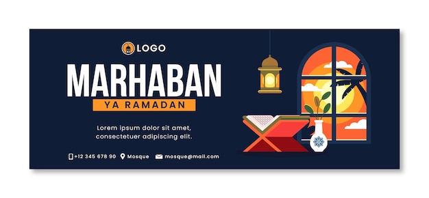 Flat social media cover template for ramadan celebration