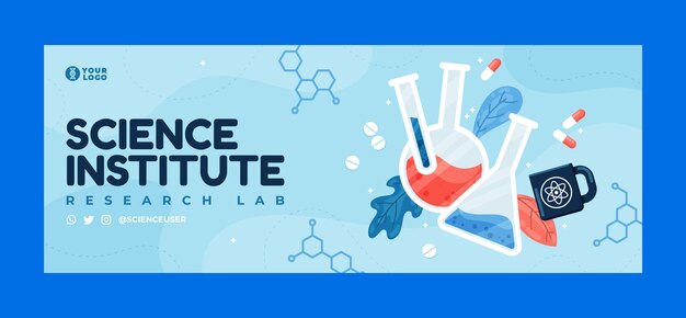 Flat social media cover template for science research