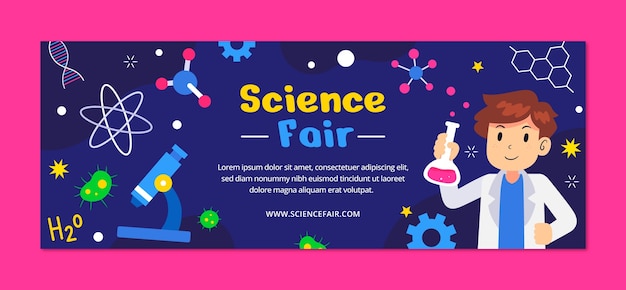 Free vector flat social media cover template for science