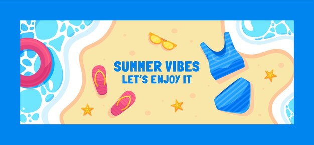 Free vector flat social media cover template for summer season