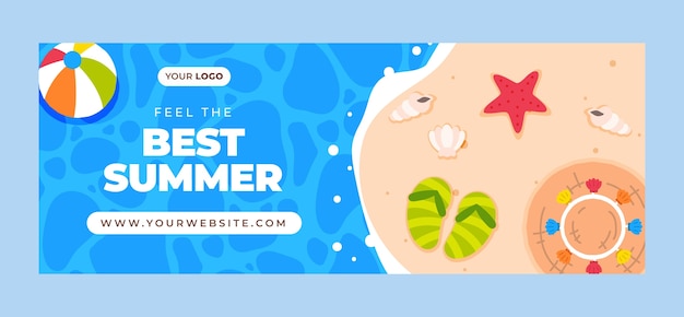 Free vector flat social media cover template for summer season