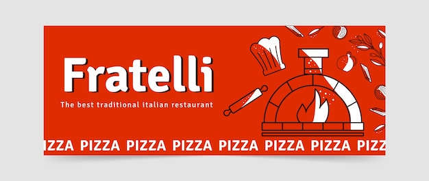 Vettore gratuito modello piatto di copertina per social media per ristorante tradizionale italiano