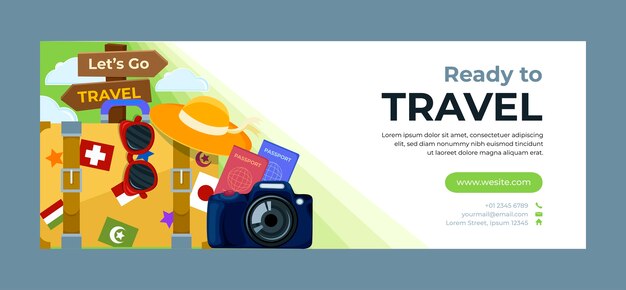Flat social media cover template for travel agency