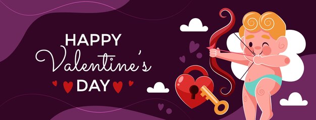 Free vector flat social media cover template for valentine's day celebration