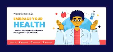 Free vector flat social media cover template for world health day celebration