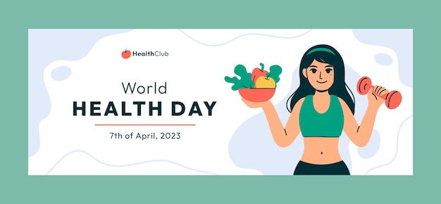 Flat social media cover template for world health day celebration