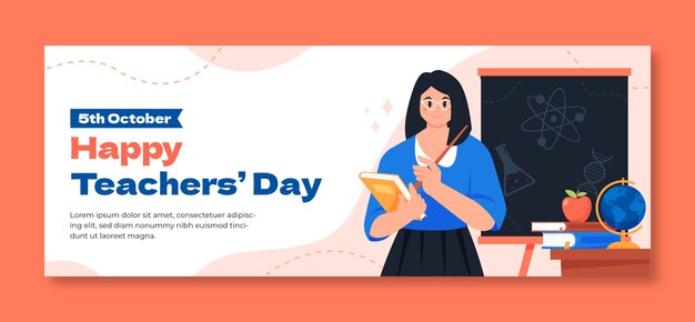 flat social media cover template for world teacher's day celebration