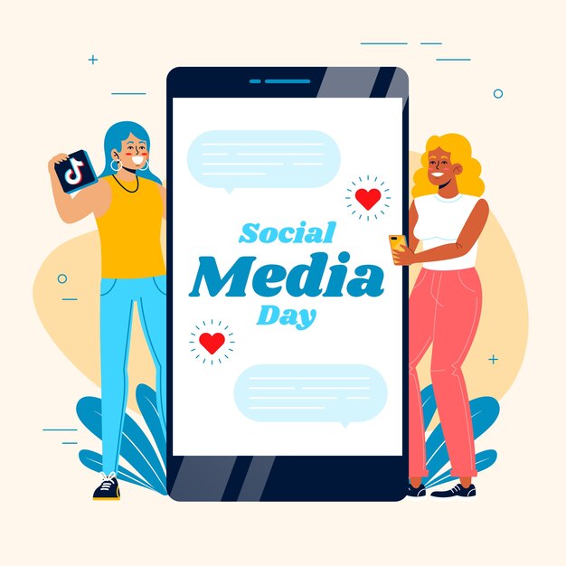 Flat social media day illustration