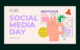 flat social media day social media post template with hand holding heart