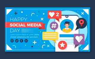 Free vector flat social media day social media post template