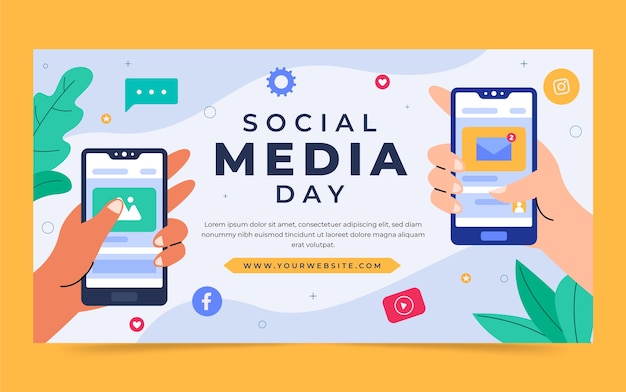 Flat social media day social media post template