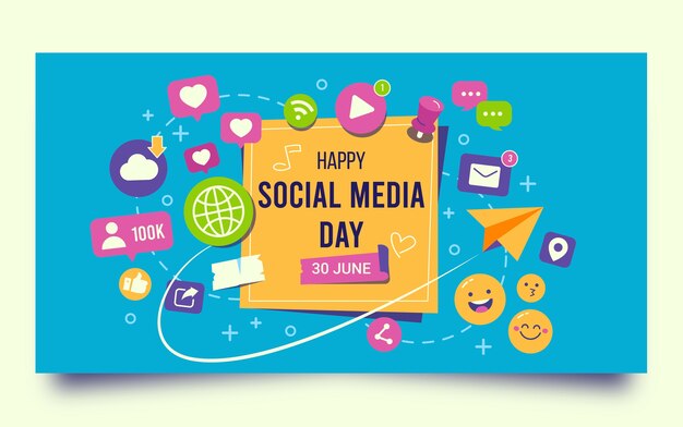 flat social media day social media post template