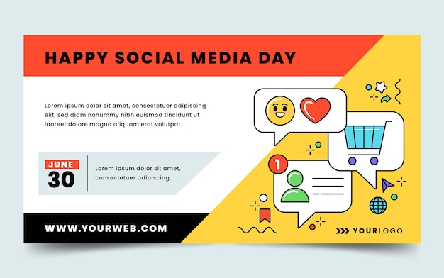 Flat social media day social media post template