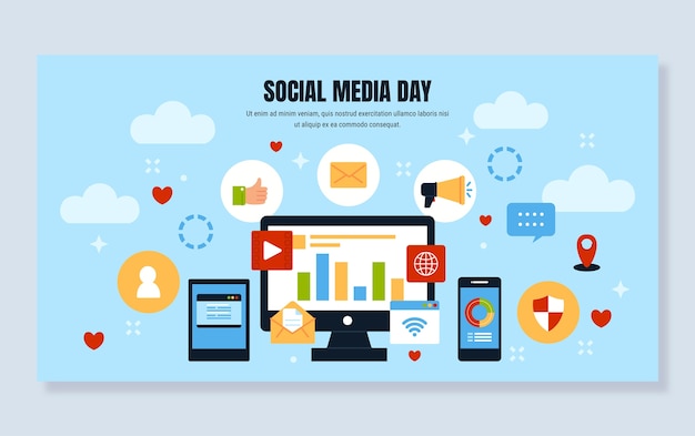 Free vector flat social media day social media post template