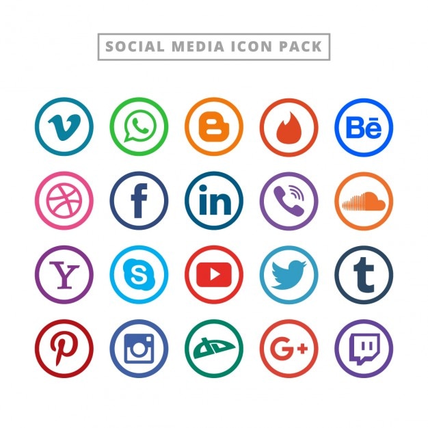 Бесплатное векторное изображение Плоский логотип коллекции социальных медиа