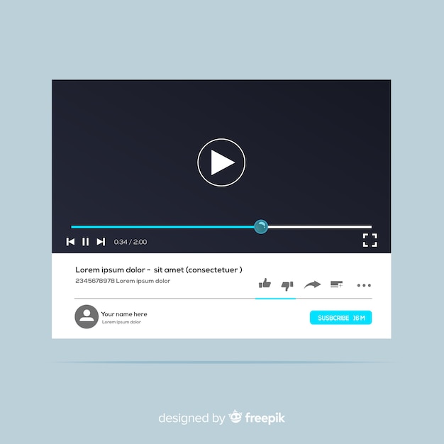 Free vector flat social media multimedia player template