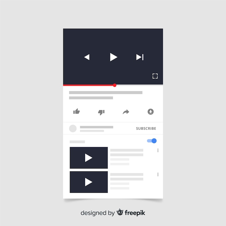Free Vector flat social media multimedia player template
