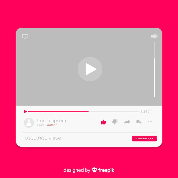 Free vector flat social media multimedia player template