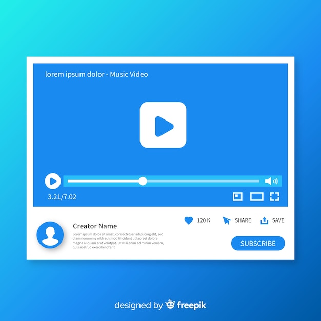 Flat social media multimedia player template