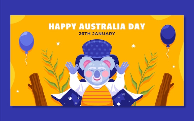 Free vector flat social media post template for australian national day