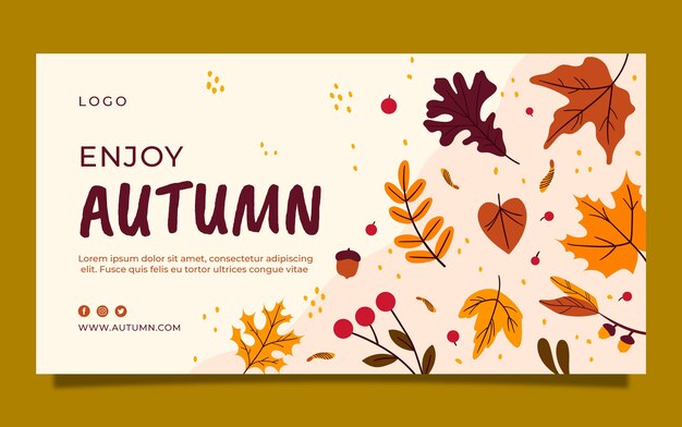 Flat social media post template for autumn celebration