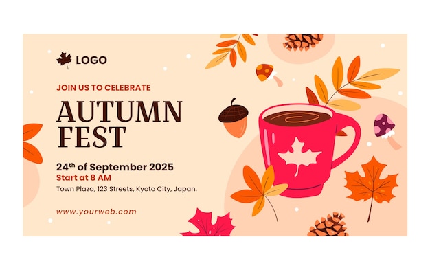 Free vector flat social media post template for autumn celebration