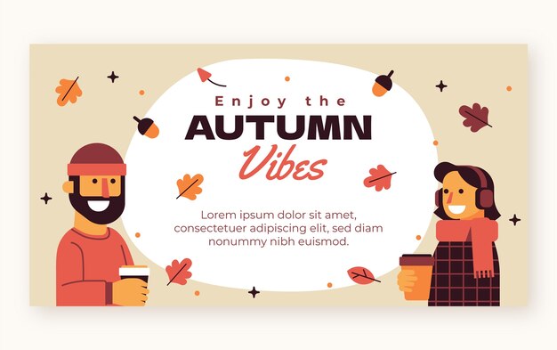 Flat social media post template for autumn celebration