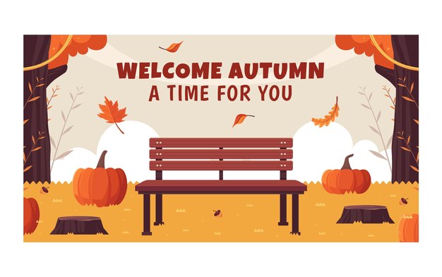 秋の季節のお祝いのためのフラットなソーシャルメディア投稿テンプレート
