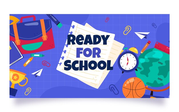 Flat social media post template for back to school season