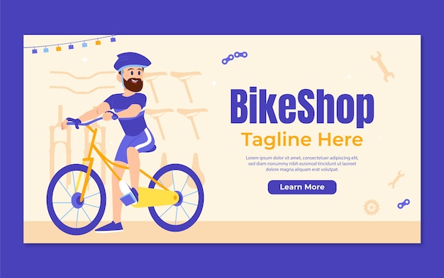 Flat social media post template for bike shop business