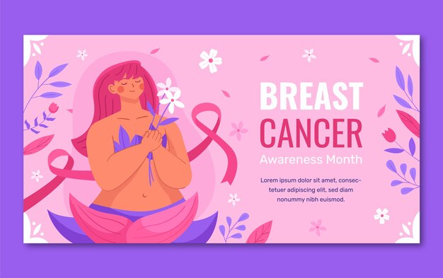 유방암 인식 달을 위한 평평한 소셜 미디어 포스트 템플릿