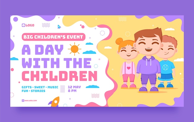 Free vector flat social media post template for children