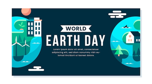 Flat social media post template for earth day celebration